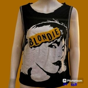 Upcycled Graphic Blondie Metallic Trim Grunge Emo Festival Tank Top